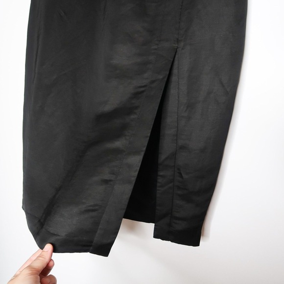 Nanette Lepore NEW Womens Midi Skirt 12 Black Linen Blend Pencil Office Career - Picture 6 of 8